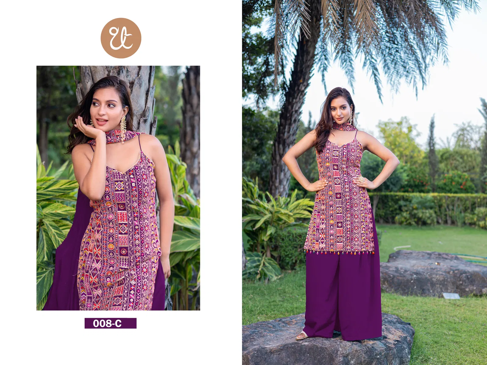 Tt 008 A to D Heavy Chinon Embroidery Readymade Suits Suppliers In India